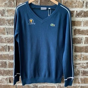 LACOSTE Navy President’s Cup V Neck Sweater NWT